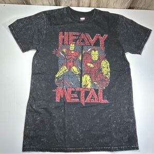 Marvel Heavy Metal Men's Medium Black T-Shirt Iron Man Vintage Look